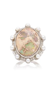 商品M.Spalten | M.Spalten - Women's Lunar Orbit 18K White Gold Opal Ring  - White - US 7.5 - Moda Operandi - Gifts For Her,商家Moda Operandi,价格¥31987图片