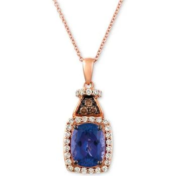 Le Vian | Blueberry Tanzanite (2 ct. t.w.), Nude Diamond (1/4 ct. t.w.) and Chocolate Diamond Accent 18" Pendant Necklace in 14k Rose Gold,商家Macy's,价格¥13092