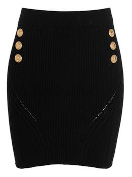 Balmain是什么牌子, Balmain | Gold button ribbed skirt商品图片 7.6折