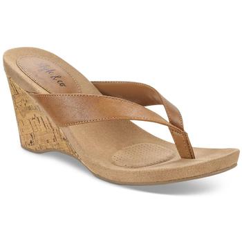 Style & Co | Style & Co. Womens Chicklet Faux Leather Thong Wedge Sandals商品图片,2.4折起, 独家减免邮费