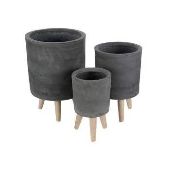 Rosemary Lane | Set of 3 Black Ceramic Contemporary Planter, 12", 15", 17",商家Macy's,价格¥1435