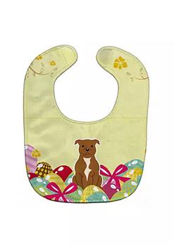 韩国美妆蛋, Carolines Treasures | Carolines Treasures BB6047BIB Easter Eggs Staffordshire Bull Terrier Brown Baby Bib商品图片 