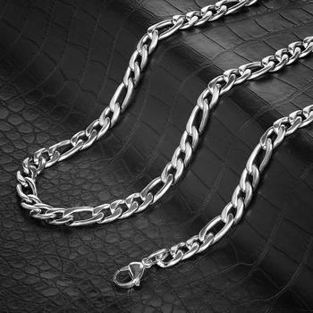 Crucible Los Angeles Polished Stainless Steel 9mm Wide Figaro Chain - 18" to 24" - 2 Colors