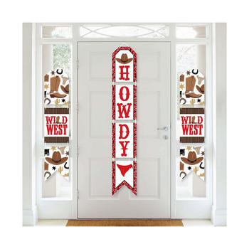 商品Western Hoedown - Hanging Vertical Paper Door Banners - Wild West Cowboy Party Wall Decoration Kit - Indoor Door Decor图片