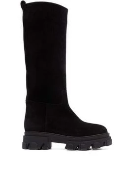 推荐Black Slip-On Boots With Chunky Sole In Suede商品