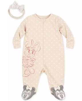 Disney | Baby Girls Minnie Mouse Footed Coverall & Headband, 2 Piece Set,商家Macy's,价格¥111