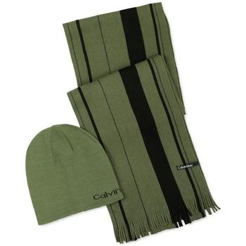 Calvin Klein | Men's Reversible Beanie & Striped Scarf Set 5.9折, 独家减免邮费