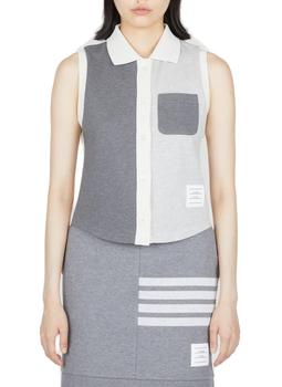 Thom Browne | Thom Browne Funmix Patchwork Buttoned Sleeveless Polo商品图片,6.1折起