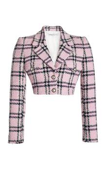 推荐Alessandra Rich - Women's Cropped Tartan Sequin Tweed Jacket - Pink - IT 36 - Moda Operandi商品