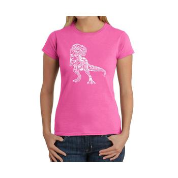 巴伯尔图片, LA Pop Art | Women's Word Art T-Shirt - Dinosaur Words and Pictures商品图片 额外7折, 额外七折