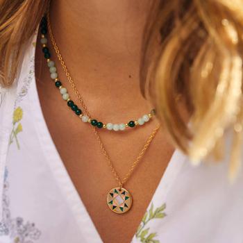 推荐Estella Bartlett Women's Mix Green Semi Precious Beaded Necklace With Eb Tbar - Green And Gold商品
