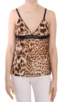 推荐Roberto Cavalli   Sleeveless Plunging Leopard Blouse商品