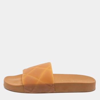 推荐Bottega Veneta Brown Intrecciato Rubber Slide Sandals Size 42商品