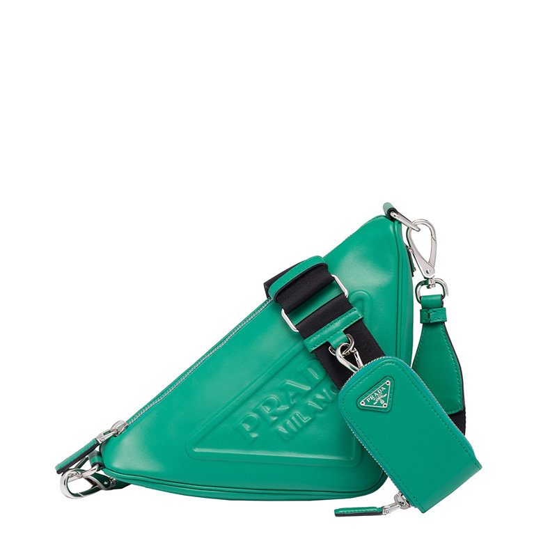 Prada | 【预售3-7天】PRADA/普拉达 22春夏新款 女士芒果绿色徽标压纹小袋银扣单肩包1BH190_2BYA_F0458_V_BRO商品图片,8折, 包邮包税