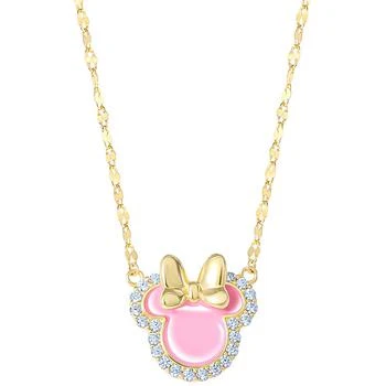 Disney | Cubic Zirconia & Pink Enamel Minnie Mouse 18" Pendant Necklace in 18k Gold-Plated Sterling Silver,商家Macy's,价格¥328