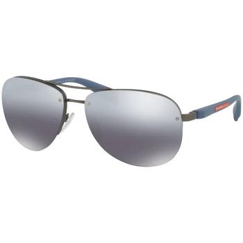 prada墨镜, Prada | Prada Grey- Silver Mirror Gradient Aviator Sunglasses PS 56MS DG12F2 65商品图片 4.1折