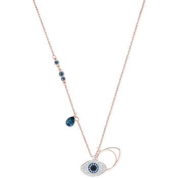 product Rose Gold-Tone Crystal Evil-Eye 14-7/8" Pendant Necklace image