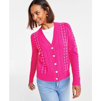 Charter Club | Women's 100% Cashmere Embellished Cable-Knit Boyfriend Cardigan, Created for Macy's 4折