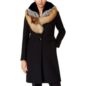 推荐1 Madison Womens Fox Fur Trim Midi Wool Coat商品
