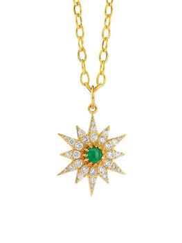 商品Syna | Cosmic 18K Yellow Gold, Emerald & 0.5 TCW Diamond Starburst Pendant Necklace,商家Saks Fifth Avenue,价格¥27561图片