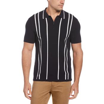 product Men's Tech Knit Vertical Stripe Zip Short Sleeve Polo Shirt image