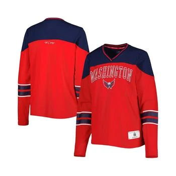 Tommy Hilfiger | Women's Red Washington Capitals Abigail V-Neck Long Sleeve T-shirt 7.4折