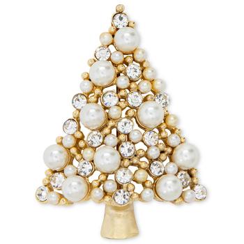 商品Gold-Tone Crystal & Imitation Pearl Tree Pin, Created for Macy's图片