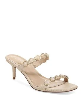 Sam Edelman | Women's Palma Square Toe Embellished Strap Mid Heel Sandals 2.9折