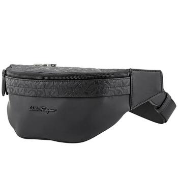 菲拉格慕包女包, Salvatore Ferragamo | Mens Black Gancini Embossed Waist Bag商品图片 5.5折