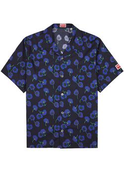 推荐Navy floral-print cotton-poplin shirt商品
