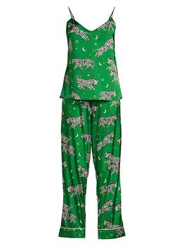 商品Averie Sleep | Taavi 2-Piece Zebra-Print Satin Camisole Pajama Set,商家Saks Fifth Avenue,价格¥733图片