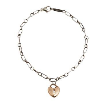 商品Tiffany & Co. 18k Rose Gold Heart Lock Sterling Silver Charm Bracelet图片