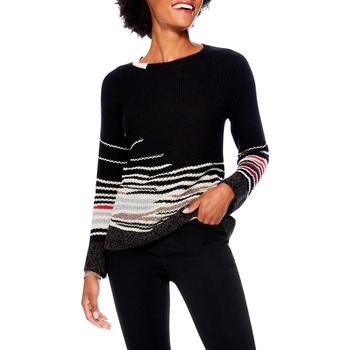 推荐Nic + Zoe Womens Knit Striped Crewneck Sweater商品