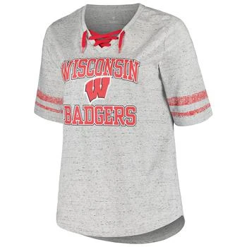 推荐Profile Wisconsin Plus Size Striped Lace-Up T-Shirt - Women's商品