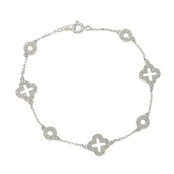 推荐Suzy Levian Sterling Silver White Cubic Zirconia Clover and Circles Bracelet商品