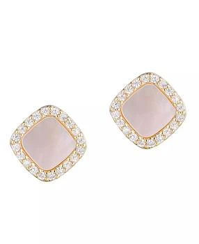 ADORNIA | Gold Cushion-Shaped Mother of Pearl Halo Stud Earrings,商家Macy's,价格¥203