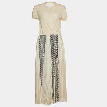 推荐Sacai Beige Cotton Front Cut-Out Embroidered Dress M商品