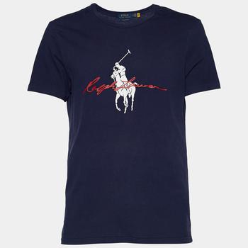推荐Polo Ralph Lauren Navy Blue Logo Print Cotton Crew Neck T-Shirt L商品