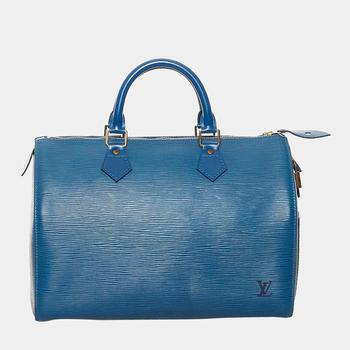 路易威登女包包包, [二手商品] Louis Vuitton | Louis Vuitton Blue Epi Leather Speedy 30 Satchel Bag商品图片 9折