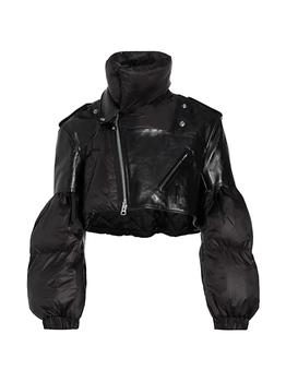 推荐Schott Cropped Leather Puffer Jacket商品
