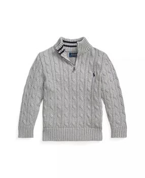 Ralph Lauren | Little and Toddler Boys Cable-Knit Cotton Quarter-Zip Sweater,商家Macy's,价格¥403