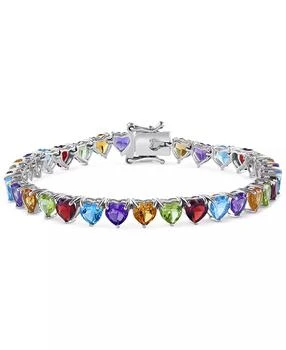 Effy | EFFY ® Multi-Gemstone Heart Tennis Bracelet (16 ct. t.w.) in Sterling Silver,商家Macy's,价格¥7141