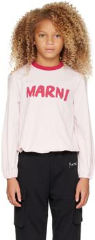Marni | 粉色徽标儿童长袖 T 恤商品图片,