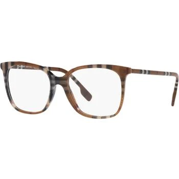 Burberry | Burberry Women's Eyeglasses - Check Brown Plastic Square Frame Demo Lens | 2367 3966,商家My Gift Stop,价格¥658