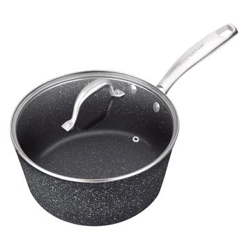 Masterpan | Nonstick Granite Look Sauce Pan With Glass Lid, 2 Qt. 7" Granite,商家Verishop,价格¥476