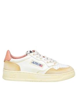 Autry | Super Vintage Sneakers In White And Pink Leather And Suede 