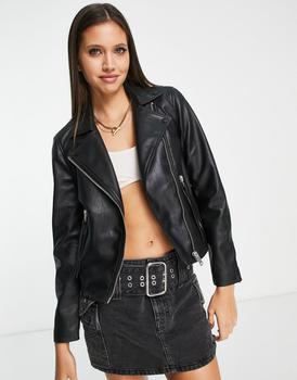 商品ALL SAINTS | （领口磨损）AllSaints Dalby faux leather biker jacket in black,商家品牌清仓区,价格¥1157图片