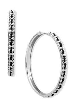 product Silver Tone Black 58 Millimeter Click It Hoop Pierced Earrings image