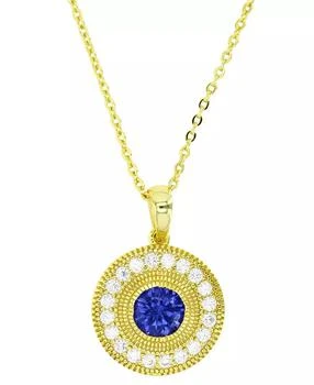 Macy's | Cubic Zirconia Halo Halo Bead Disc Pendant Necklace in 14k Gold-Plated Sterling Silver, 18" + 2" extender,商家Macy's,价格¥188