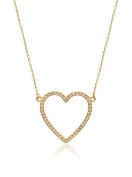 Gabi Rielle怎么样, Gabi Rielle | 14K Gold Vermeil & Cubic Zirconia Pavé Open Heart Pendant Necklace商品图片 6折